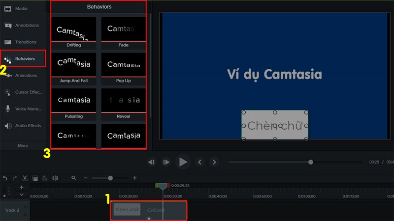 Chọn hiệu ứng văn bản