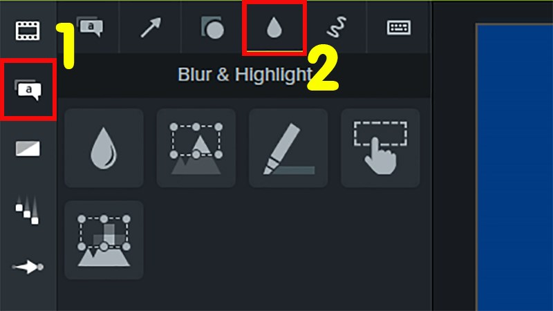 Annotations → Blur & Highlight → chọn hiệu ứng