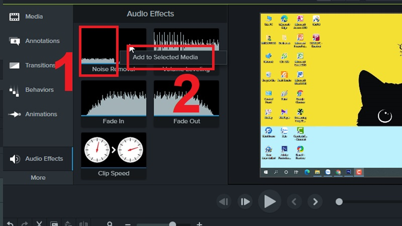 Noise Removal > chọn Add to Selected Media