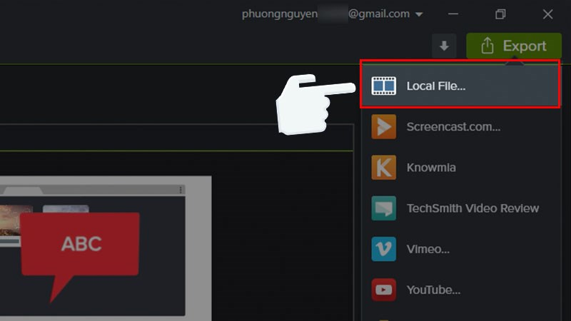 Chọn Local File để lưu video